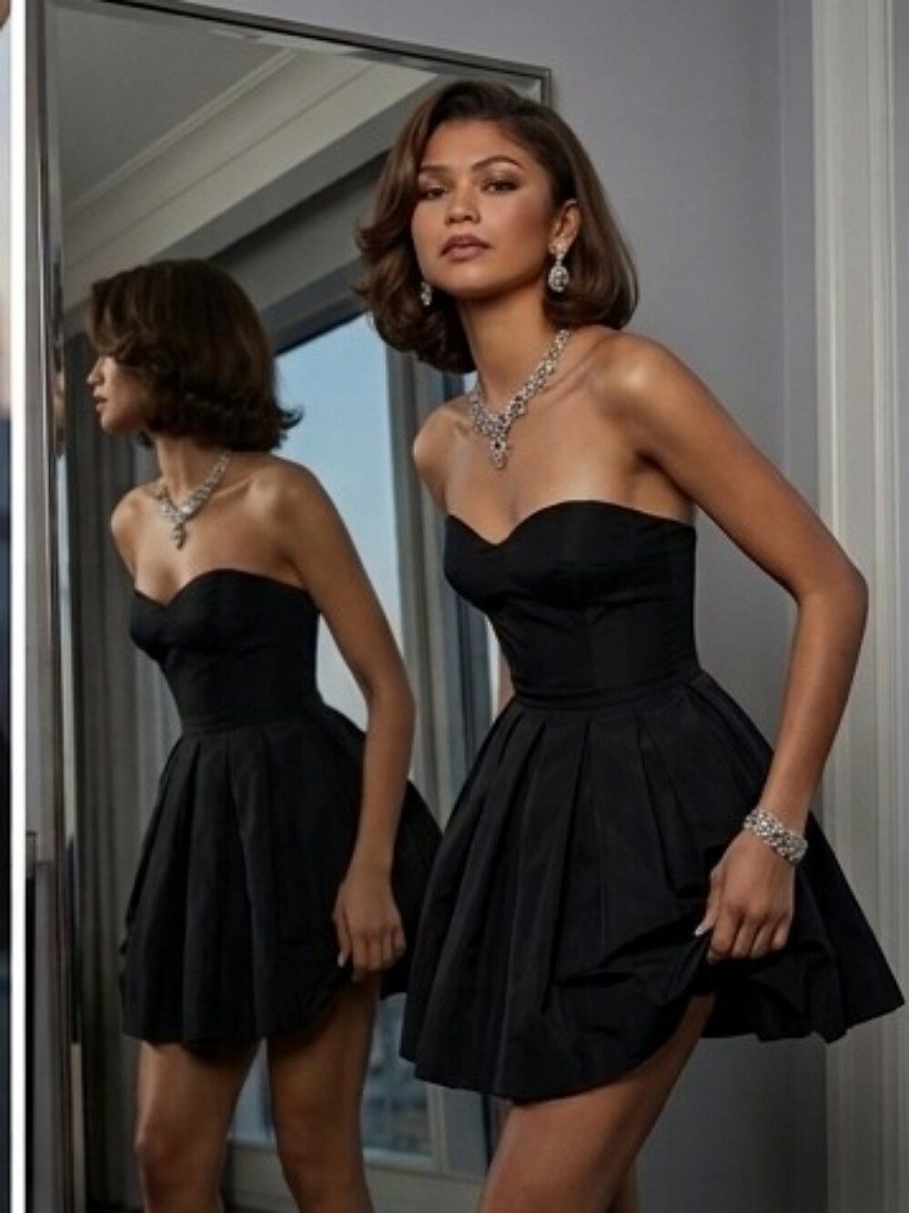 Dolce & Gabbana Strapless Pleated Fit-and-Flare Dress 44/L